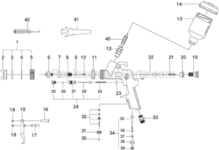Part Location Diagram of D25209 Porter Cable Pin Trigger w/o Hole